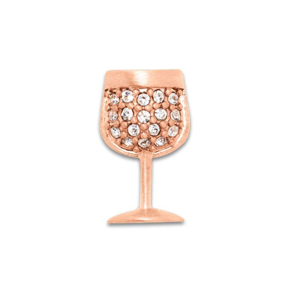 Wine Glass (CHARM) - Pave Rose Gold